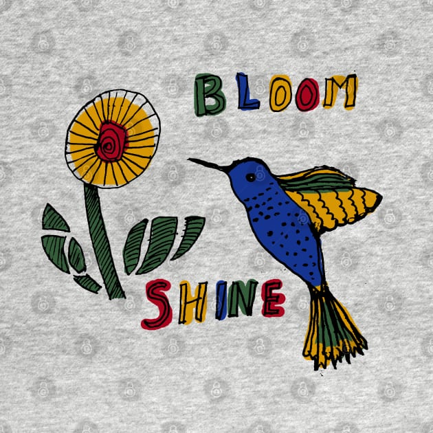 Bloom shine humming bird flower minimal art by HAVE SOME FUN